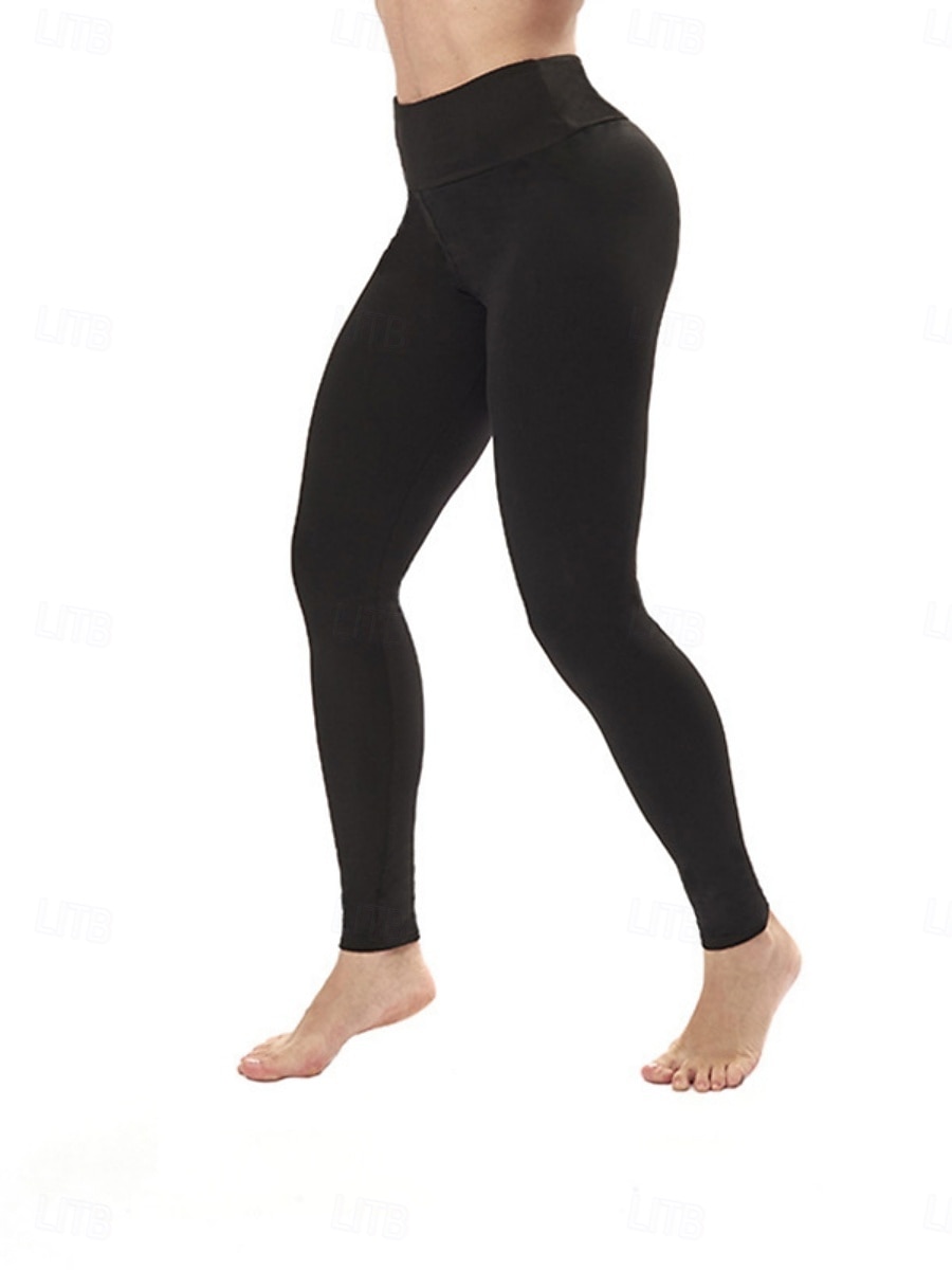 Per donna Chinos Leggings Attivo Streetwear Casual Lunghezza intera Vita media Tinta unica Fascia Elastica Confortevole Elasticizzato Quotidiano All'aperto Palestra Rosso violaceo Nero Blu marino del 2026 a $12.99 –P9