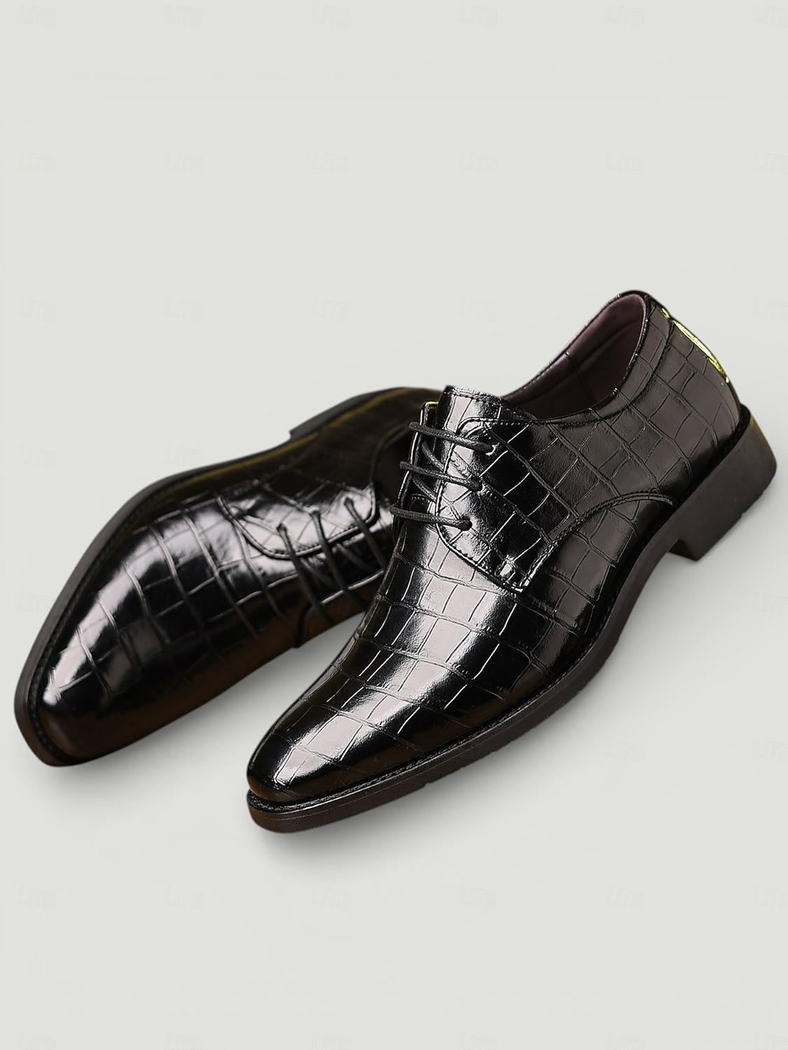 męskie zielone buty typu oxford ze sztucznej skóry z nadrukiem krokodyla – lśniący styl sznurowany dla stylowych panów, na przyjęcia koktajlowe i luksusowe spotkania 2026 - $59.99 –P1