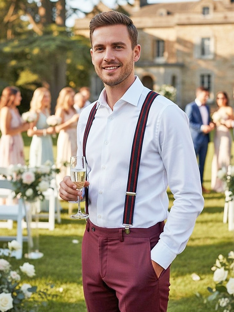 Регулируемые эластичные подтяжки для брюк, эластичные полиэстеровые Y-образные подтяжки, различные цвета, классический формальный стиль, идеально подходят для свадеб, Дня святого Валентина, вечеринок и повседневной носки. 2026 - $9.99 –P1