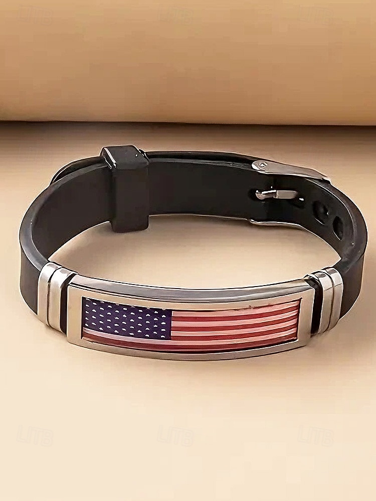 Pulseira Ajustável de Aço Inoxidável e Silicone para o 250º Aniversário dos Estados Unidos Apresentando Design da Bandeira Americana Ideal para o Dia da Independência e Celebrações de 2026 por $9.99 –P5