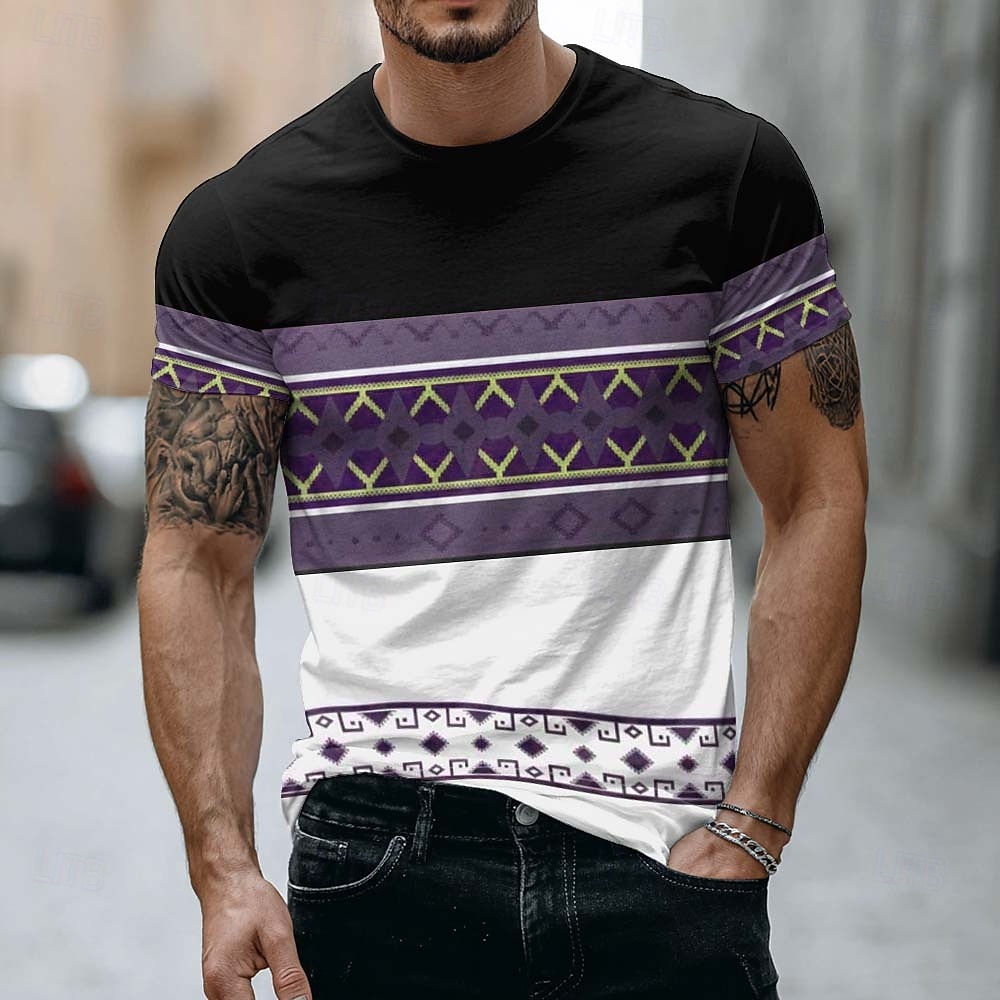 Ανδρικό T-shirt με έθνικ γεωμετρικό σχέδιο, χρωματικό μπλοκ, κοντομάνικο, στρογγυλή λαιμόκοψη, casual, γραφικό μπλουζάκι, ρούχα, ένδυση, s m, xl, xxl, xxl, xxxl 2026 - $21.99 –P3