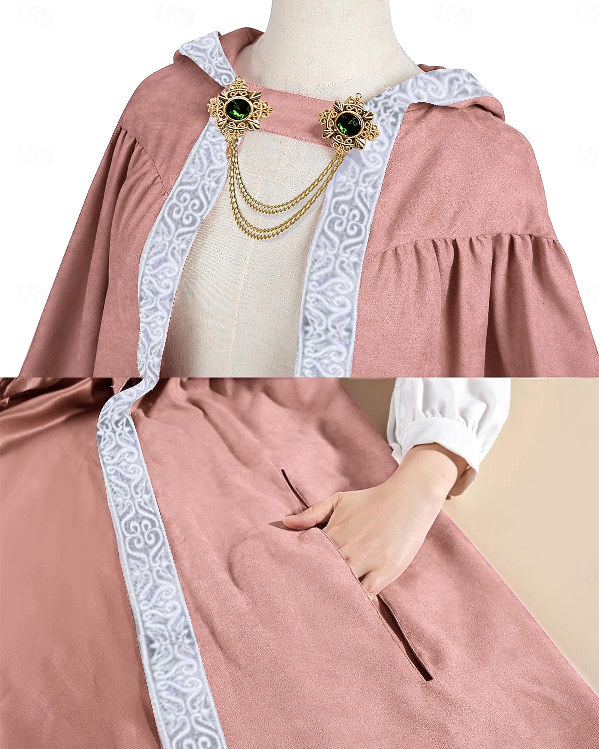 Retro vintage Middeleeuws Renaissance Kaap Mantel kapmantel Vampieren Kostuum Uniseks Keltisch Fantasie Halloween Carnaval Prestatie LARP Volwassenen Mantel 2026 - $52.99 –P3