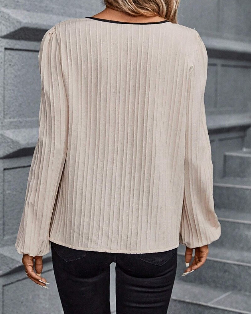 Per donna Camicia Blusa Patchwork Blocco di colori Vintage Elegante Moderno Manica Lunga Scollo a V Top Regolari Quotidiano Ferie Uscire Blu Rosa Arancione Albicocca Primavera Autunno del 2026 a $27.99 –P2