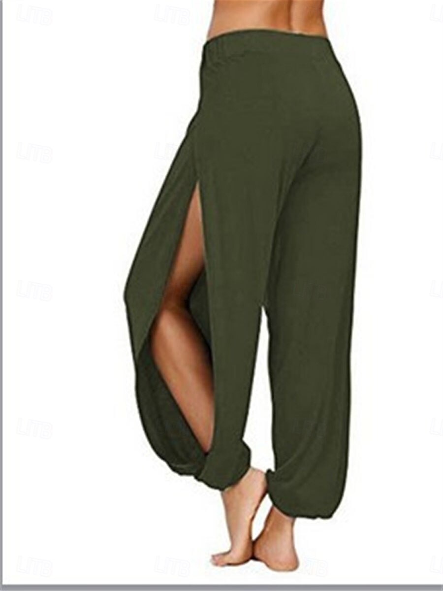 Mujer Fresco Chinos Pololos Pantalones Harem Elegante Vacaciones Vintage Longitud total Media cintura Plano Retazos Cintura elástica Separado Confortable Transpirable Alta elasticidad Diario Exterior 2026 - $14.99 –P2
