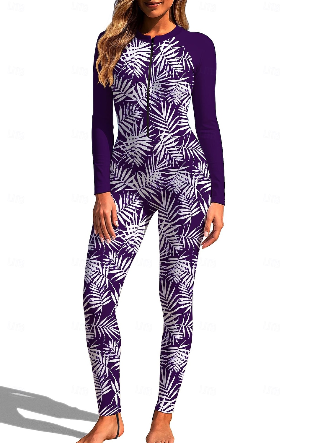 Per donna Standard Top sottomuta Rash Guard completo per il corpo Costume da surf intero Floreale Tropicale Con zip con reggiseno incorporato Cerniera Frontale Protezione Solare UV Coppa larga UPF50+ del 2026 a $49.99 –P10