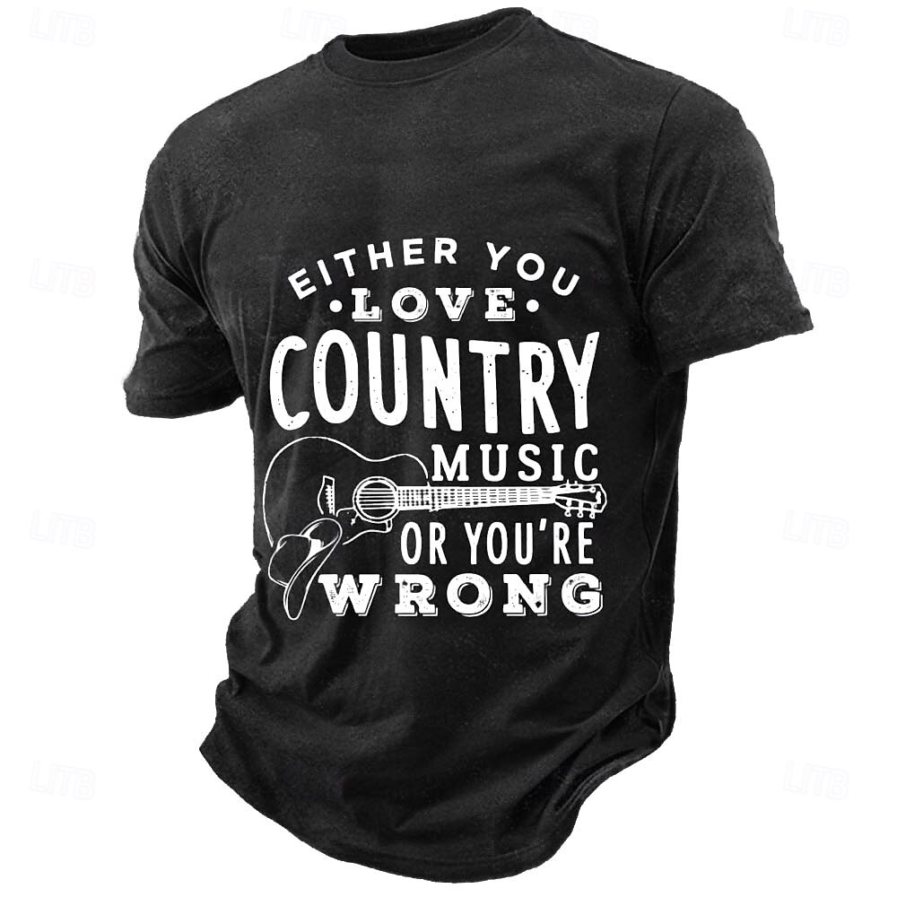 vagy szereted a countryzenét, vagy tévedsz vicces gitáros póló vintage grafikus póló zenekedvelőknek western cowboy kalap dizájn szénszürke ruházat S M L XL XXL XXXL 2026 - $21.99 –P4