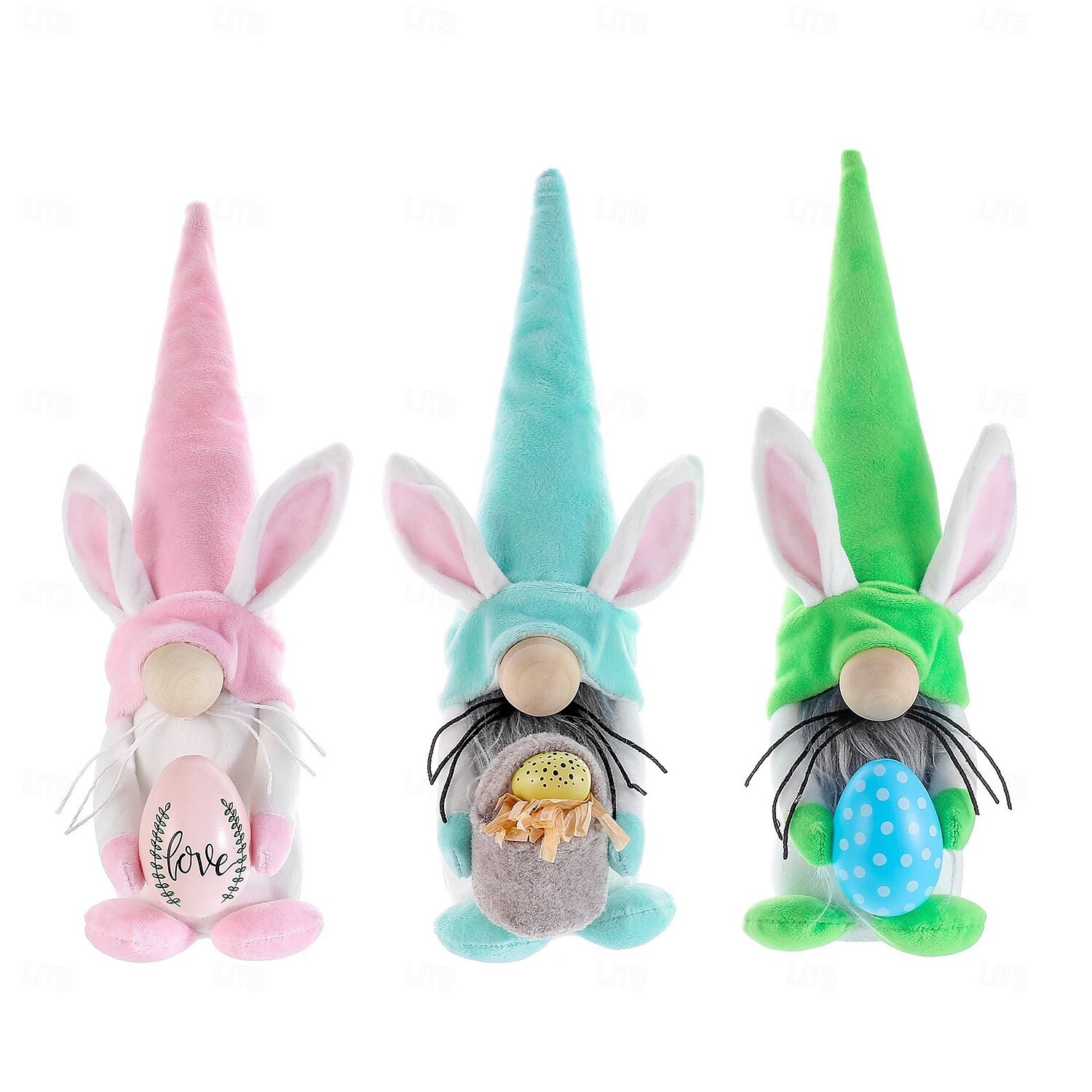 Rellenos de canasta de Pascua 3 paquetes de gnomos de conejo de peluche decoraciones de Pascua para el hogar Tomte de primavera con orejas de conejo decoración de bandeja de varios niveles adornos 2026 - $16.99 –P4