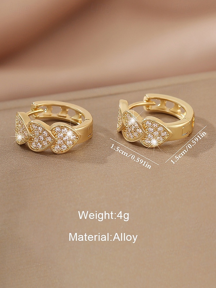 2026年 女性用ハート型クリスタルイヤリング、金メッキ合金、複数の色、バレンタインデー、結婚式、普段使いに最適  コレクション – $11.99 –P10