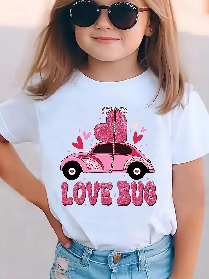 San Valentino Ragazze 3D Cuore Grafico Auto Maglietta Manica Corta Stampa 3D Estate Primavera Sport Moda Streetwear Bambini 4-12 Anni Girocollo Casuale Quotidiano All'aperto Vestibilità regolare del 2026 a $14.49 –P1