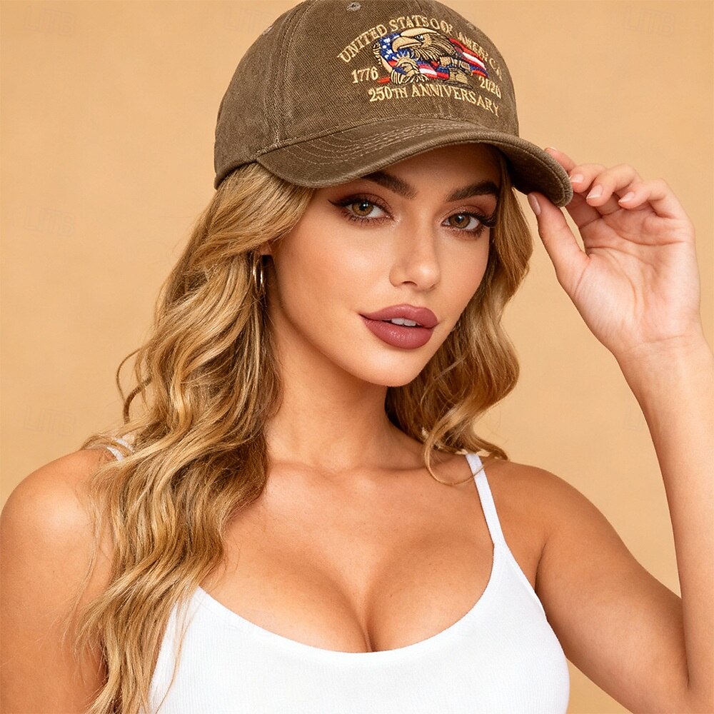 Baseballcapen Frihetsgudinnen Amerikansk flagg Frihetsklokken Retro / vintage Arv Patriotisk 1776–2026 til Unisex Voksne Broderi for Uavhengighetsdag 4. juli utendørs Fritid / hverdag Parade 2026 - $20.99 –P6