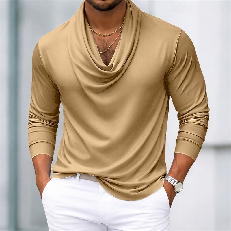 Per uomo Camicia Camicia in raso Camicia elegante Camicia con Bottoni Camicia da Ballo Sfumatura Casuale Matrimonio Nero Bianco Blu marino Viola Manica Lunga Collo di pile Tutte le stagioni del 2026 a $22.99 –P1