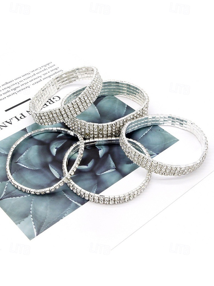 Dámský náramek na kotník s křišťálovými kamínky, materiál slitina s možností výběru šířky, elegantní třpytivý styl pro svatby, večírky, večerní akce a formální příležitosti 2026 - $7.99 –P9