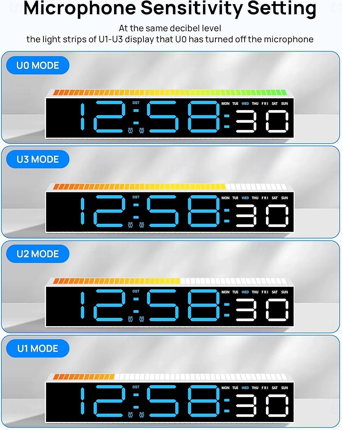 2026年 デジタル目覚まし時計、寝室用デジタル時計、10色に変化するナイトライト、DST、明るさ調節可能、ベッドサイド用ダイナミック音楽同期、ゲーミングPC &テレビのバックライトストリップの装飾  コレクション – $28.99 –P5