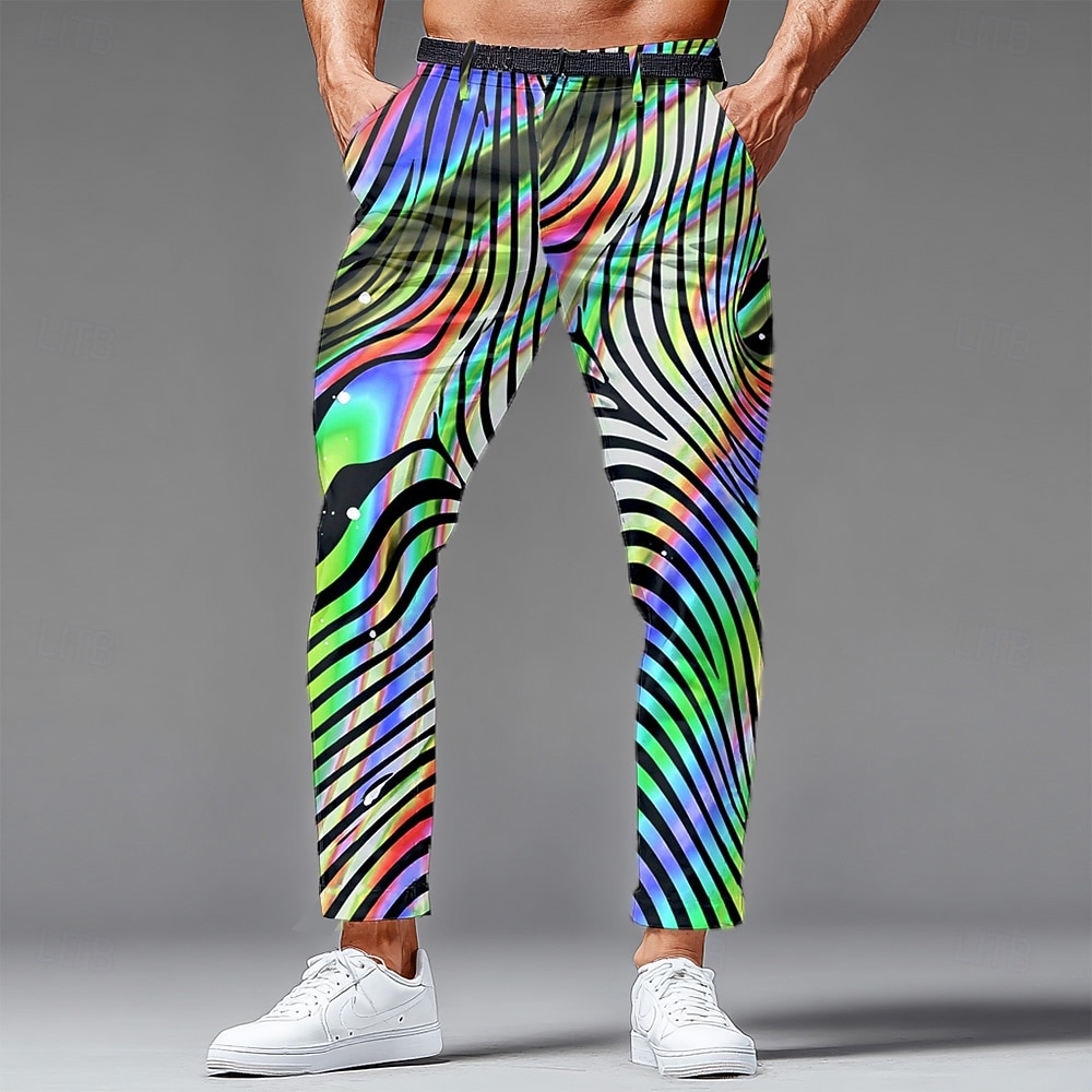 Вторник на масляной неделе Муж. Радужный Ослепительный цвет Карнавал Штаны Костюм Костюм Брюки Нормальная Мода Повседневная Праздники Узкие брюки с карманами Весна Осень 3D печать Лиловый Зеленый 2026 - $31.99 –P2