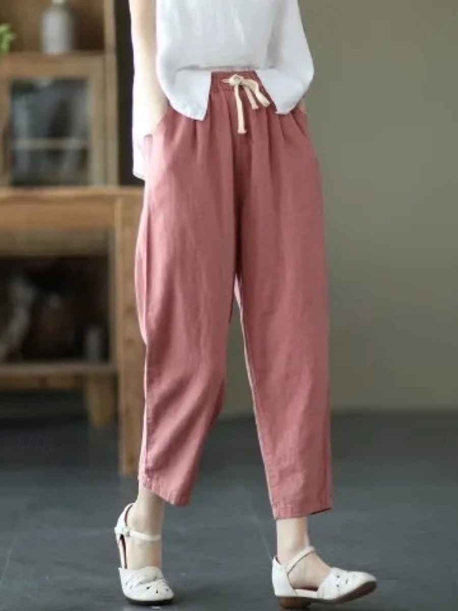 Mujer Pantalones Pantalones de verano Pantalones anchos Pantalones de playa Vacaciones Moda Ropa de calle Hasta el Tobillo Alta cintura Plano Correa Bolsillo Cintura elástica Comodidad Suave 2026 - $22.99 –P2