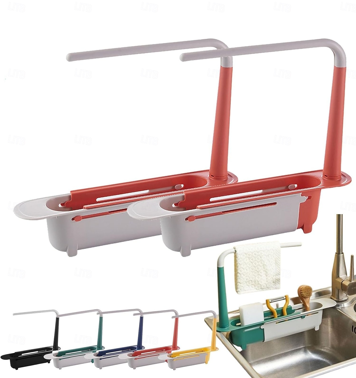 2Pcs Telescopic Sink Storage Rack, Adjustable Kitchen Sink Organizer Rack, Expandable Telescopic 2 in 1 Sink Drainer, Sponge Soap Holder for Home Kitchen Supplies 2026 - $20.99 –P4