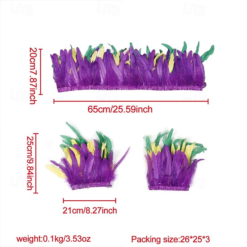 Carnival 2026 Rio Carnival Samba Accessories Purple Green Yellow Feather Party Costume Set Brazil Festival Performance Costume 2026 - $36.99 –P3