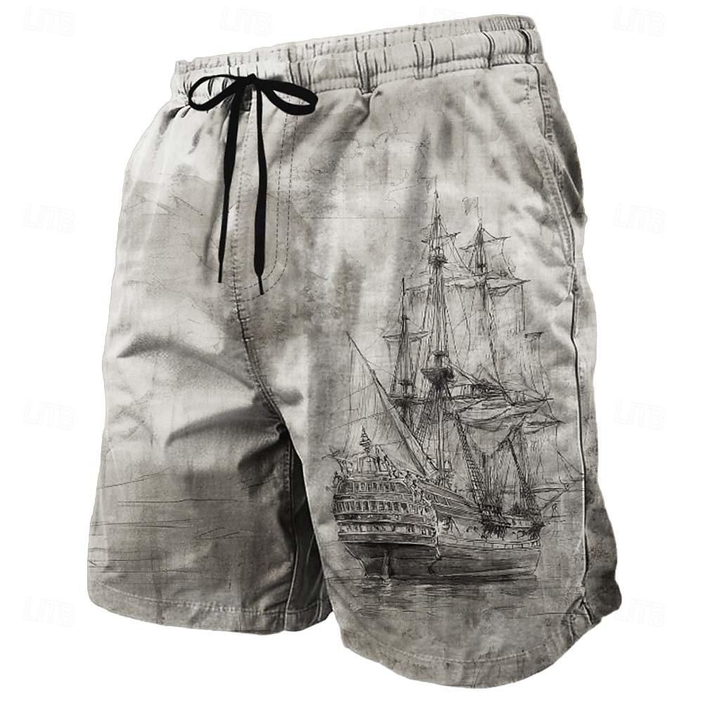 Homens Náutico Veleiro Textura Grunge Calção Justo de Natação Shorts de Natação Bermuda de Surf Cintura Média Retro Vintage Ao ar livre Férias Dia a Dia Bolsos laterais Forro de malha Cintura de 2026 por $20.99 –P5