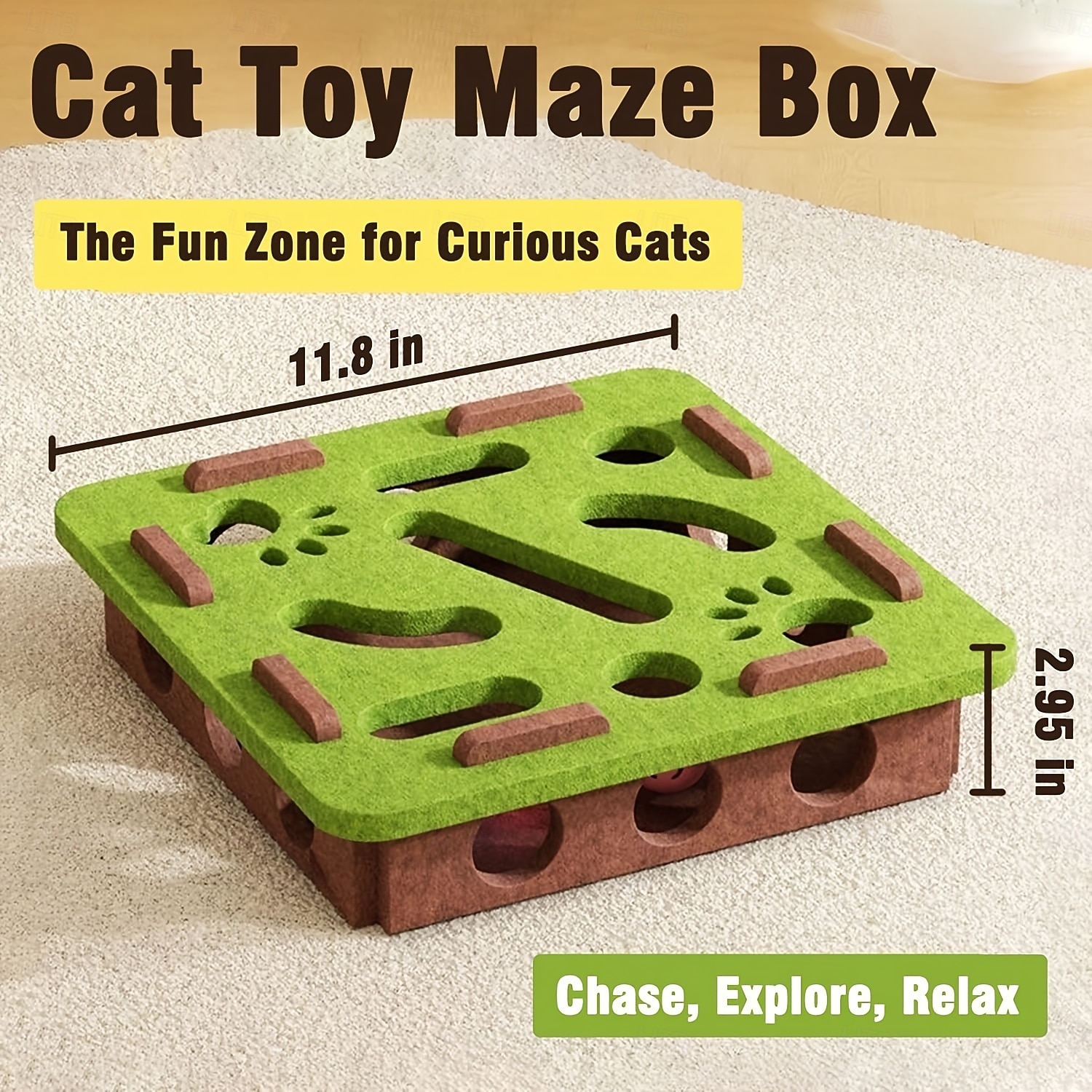 Cat Toys Interactive Wooden Cat Puzzle Toy Intelligence Treat Puzzle Feeder Box Game Enrichment Accessories with Jingle Balls, for Indoor Kitten Adult Cat 2026 - $25.99 –P3