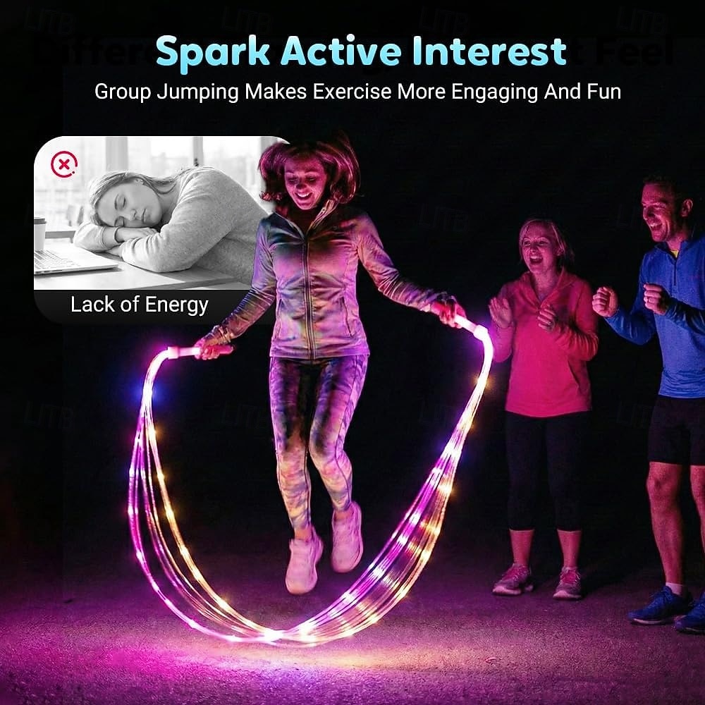 LED-es világító ugrókötél gyerekeknek, állítható hosszúságú világító ugrókötél, kusza mentes pvc ugrókötél színes világító ugrókötél beltéri kültéri fitnesz edzéshez éjszakai parti ajándékokhoz 2026 - $16.99 –P2