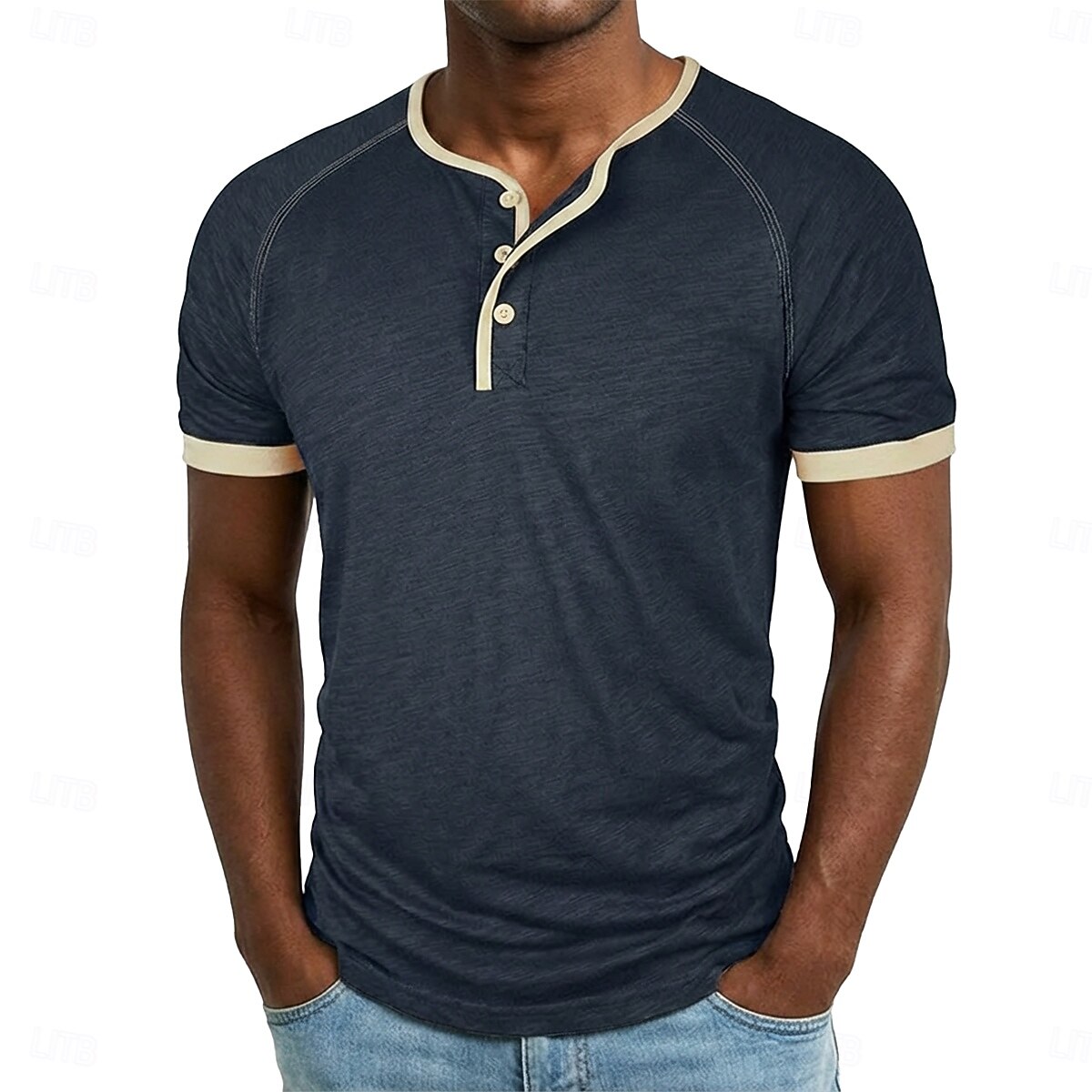 Homens Camisa Henley Camisetas Camiseta 100% algodão Manga Curta Côr Sólida Tecido Cor Única Moda Designer Casual Bloco de cor Botões Henley Casual Diário Ao ar livre Primavera Verão Verão Primavera de 2026 por $20.99 –P3