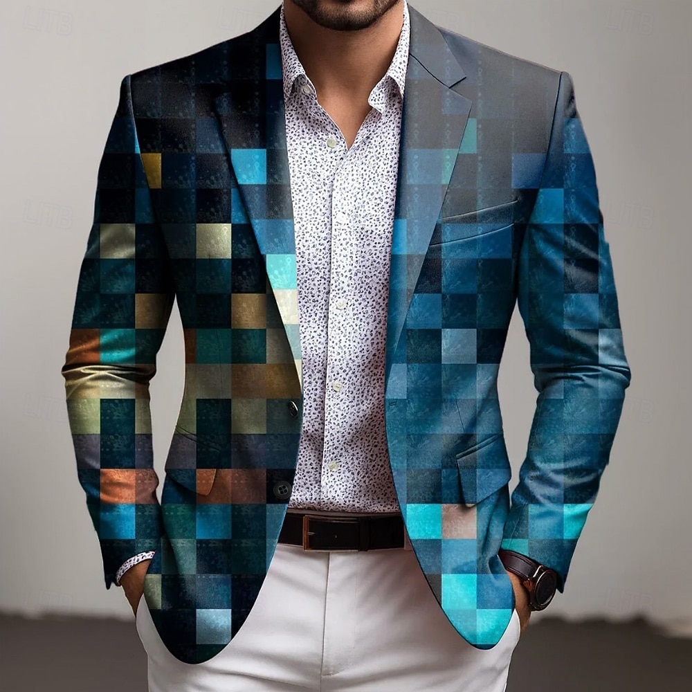 Per uomo Geometrico Giacca blazer Cappotto Confortevole Traspirante Artistico Casual Casuale Quotidiano Abbigliamento da sera Stampa 3D Bottoni Multi-tasche Autunno & Inverno Primavera Dentellato del 2026 a $85.99 –P1