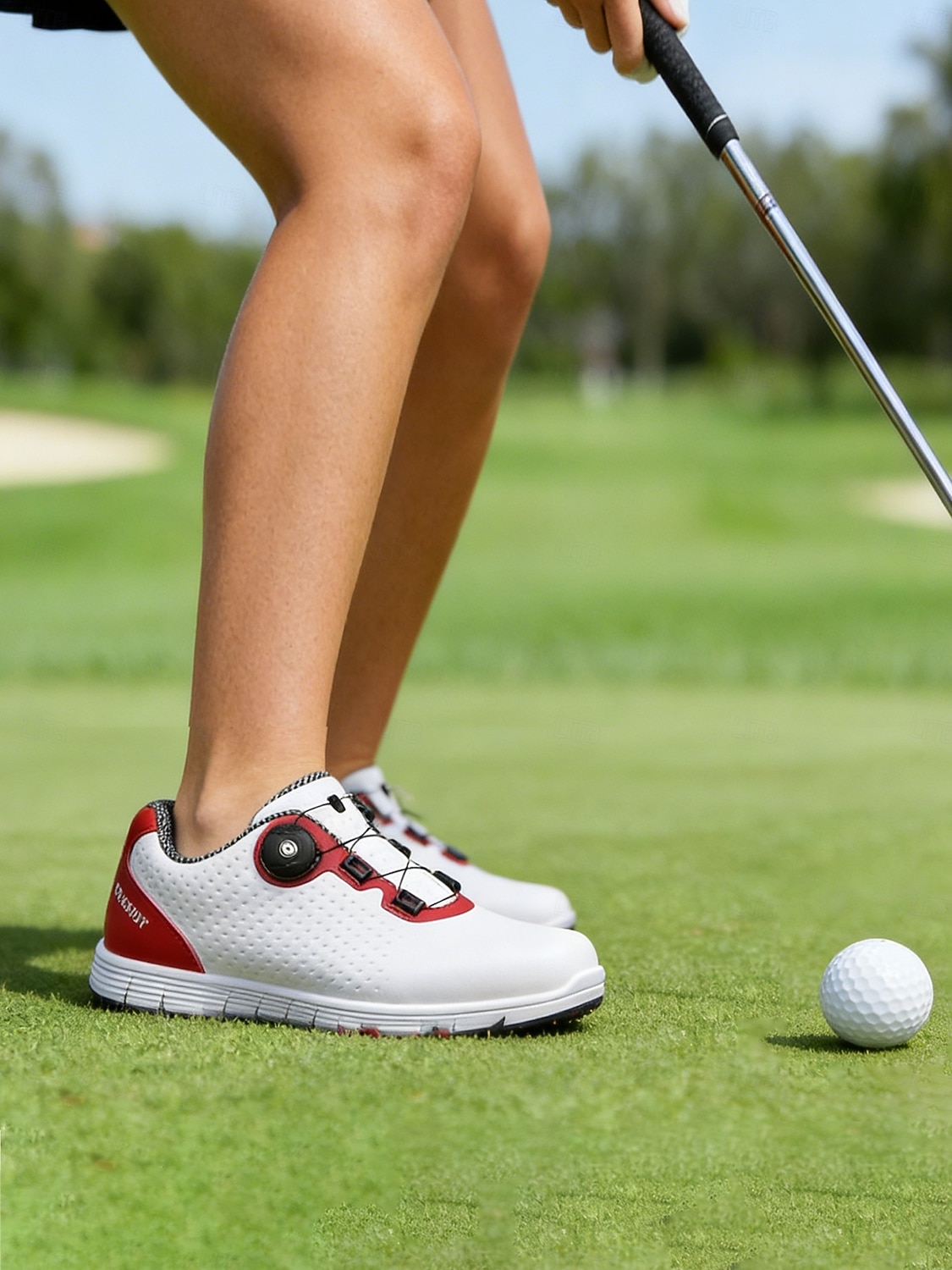 Women's White Red Golf Shoes – Lightweight Breathable Spiked Golf Sneakers for Women, Stable Cushioning for Golf Course, Training, Walking & Daily Wear 2026 - $64.99 –P6