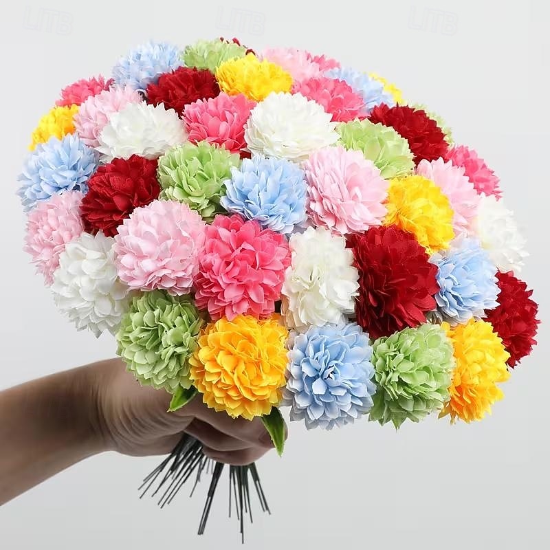 18 Bunches Multicolor Realistic Artificial Chrysanthemum Flowers - Maintenance-Free Faux Floral Arrangement Bouquet in White Red Pink Yellow Green-Gray - Suitable for Home Wedding Party Table Centerpiece 2026 - $16.99 –P1