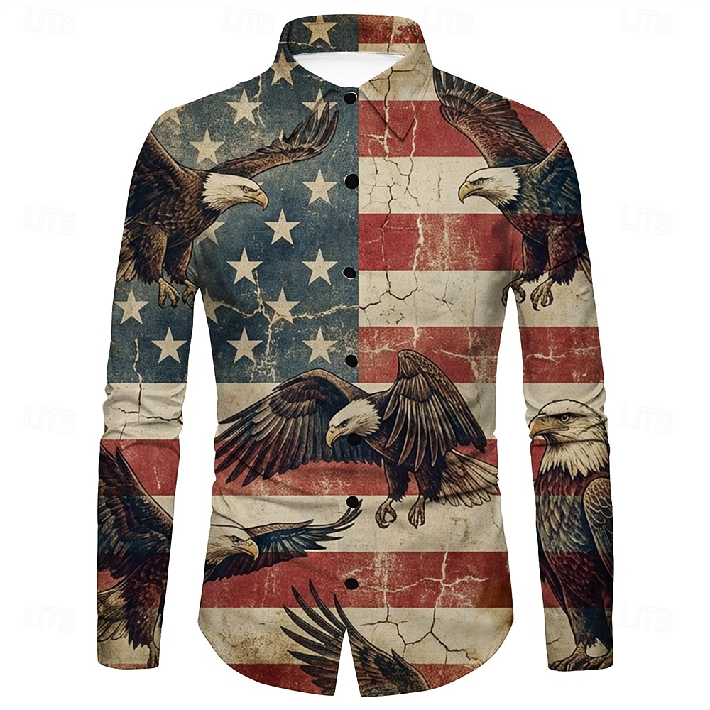 250° anniversario USA Retrò Vintage Anni '70 Camicia Camicia Aloha Lunghe Hippie Geometrico Etnico Costume Per uomo Mascherata 4 Luglio Casuale Feste Giorno dell'Indipendenza Adulti Camicia Primavera del 2026 a $26.99 –P4