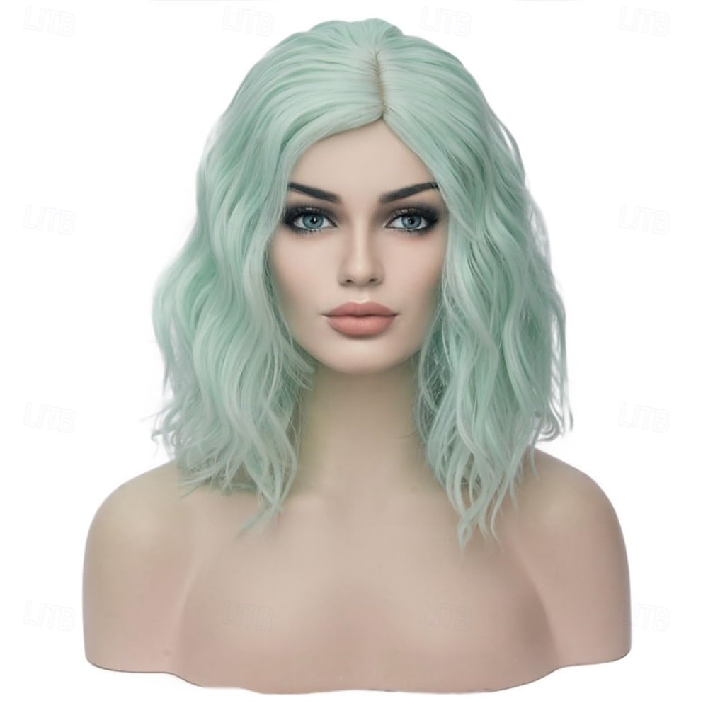 Perucas Verdes para Mulheres Curta Cacheada Bob Ondulada Meninas Verde Menta Colorida Ondulação Resistência ao Calor Fantasia Festa de 2026 por $24.99 –P1