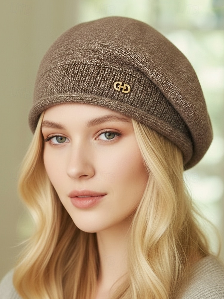 Naisten pehmeä polyesterineulottu barettihattu, kevyttä villamaista lankaa, monivärinen klassinen ranskalainen tyyli jokapäiväiseen käyttöön, kaupunkiretkille, matkoille ja syksy-talvimuotiin 2026 - $14.99 –P4