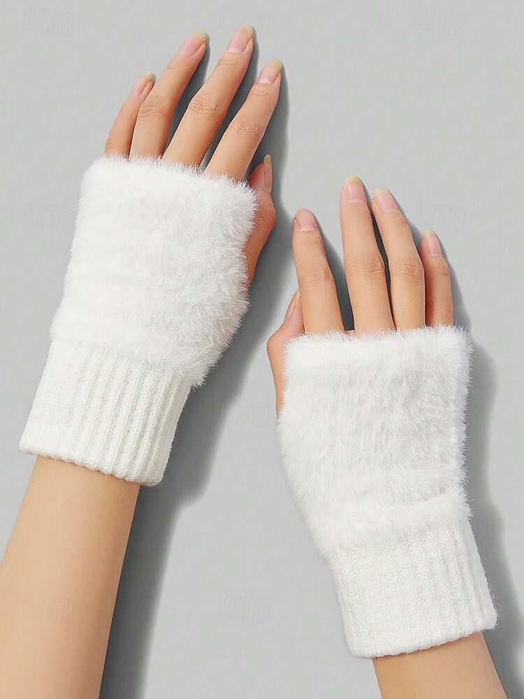 Guantes elásticos de piel sintética para mujer: disponibles en varios colores, suaves y acogedores, perfectos para el invierno y salidas informales. 2026 - $7.99 –P2