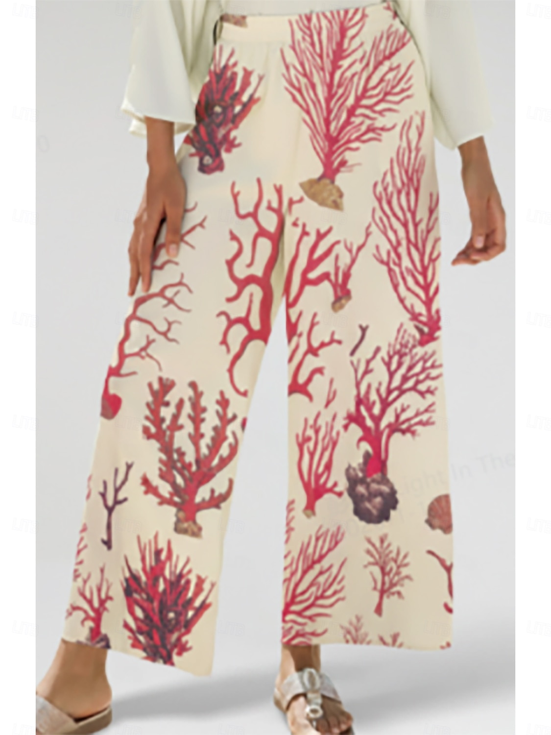 Hose aus korallenrotem Riviera-Seidensatin mit geradem Bein 2026 - $67.99 –P1