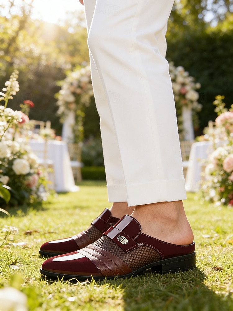 Brune herreloafers i kunstskinn til bryllup, slip-on-design med polert finish, klassisk elegant stil, ideell for brudgommer, bryllupsgjester og formelle arrangementer 2026 - $46.99 –P3
