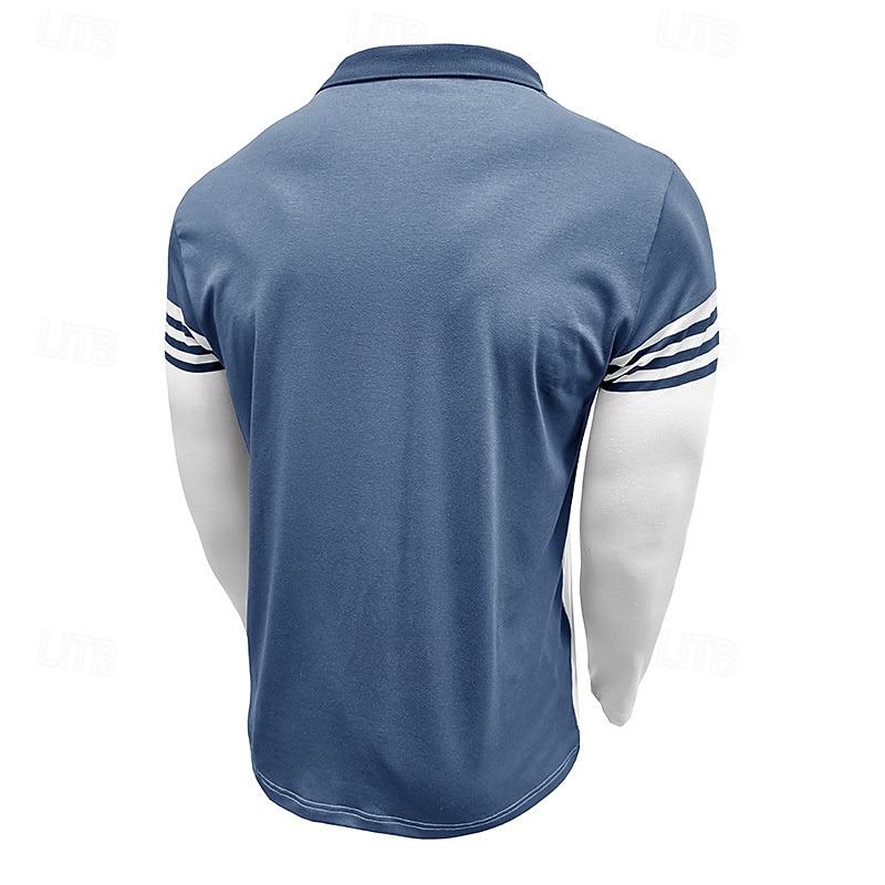 Hombre Polo de algodón Camiseta de golf Casual Negocio Cuello polo acanalado Manga Larga Moda Color sólido A Rayas Botones Primavera Primavera & Otoño Ajuste regular Negro Vino Azul Marino Marrón 2026 - $24.99 –P2