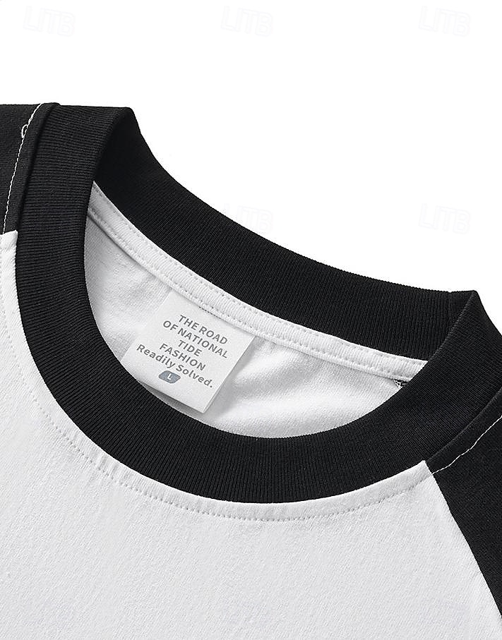 Women's 100% Cotton Oversized Tee Raglan T Shirt Patchwork Color Block Vintage Stylish Casual Long Sleeve Crew Neck Long Tops Daily Going out Brown And White Black and White Brown Summer Spring Fall 2026 - $37.99 –P7
