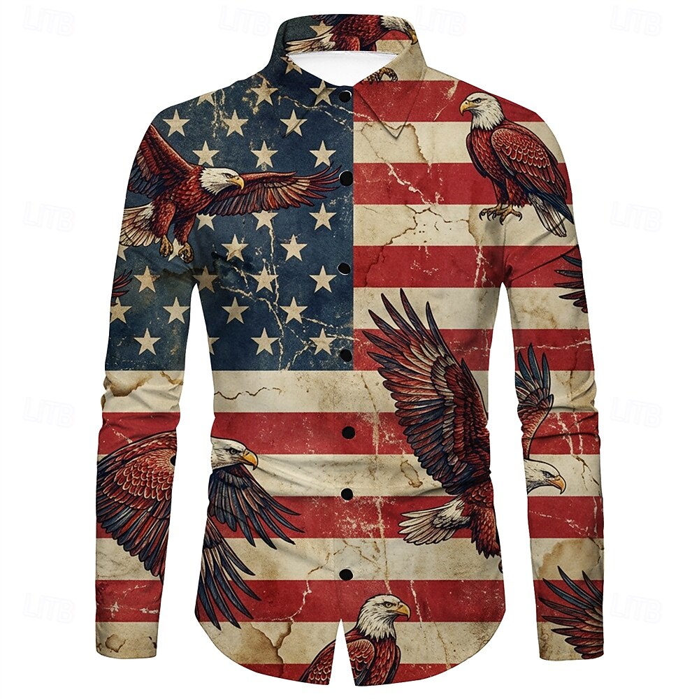 250° anniversario USA Retrò Vintage Anni '70 Camicia Camicia Aloha Lunghe Hippie Geometrico Etnico Costume Per uomo Mascherata 4 Luglio Casuale Feste Giorno dell'Indipendenza Adulti Camicia Primavera del 2026 a $26.99 –P2