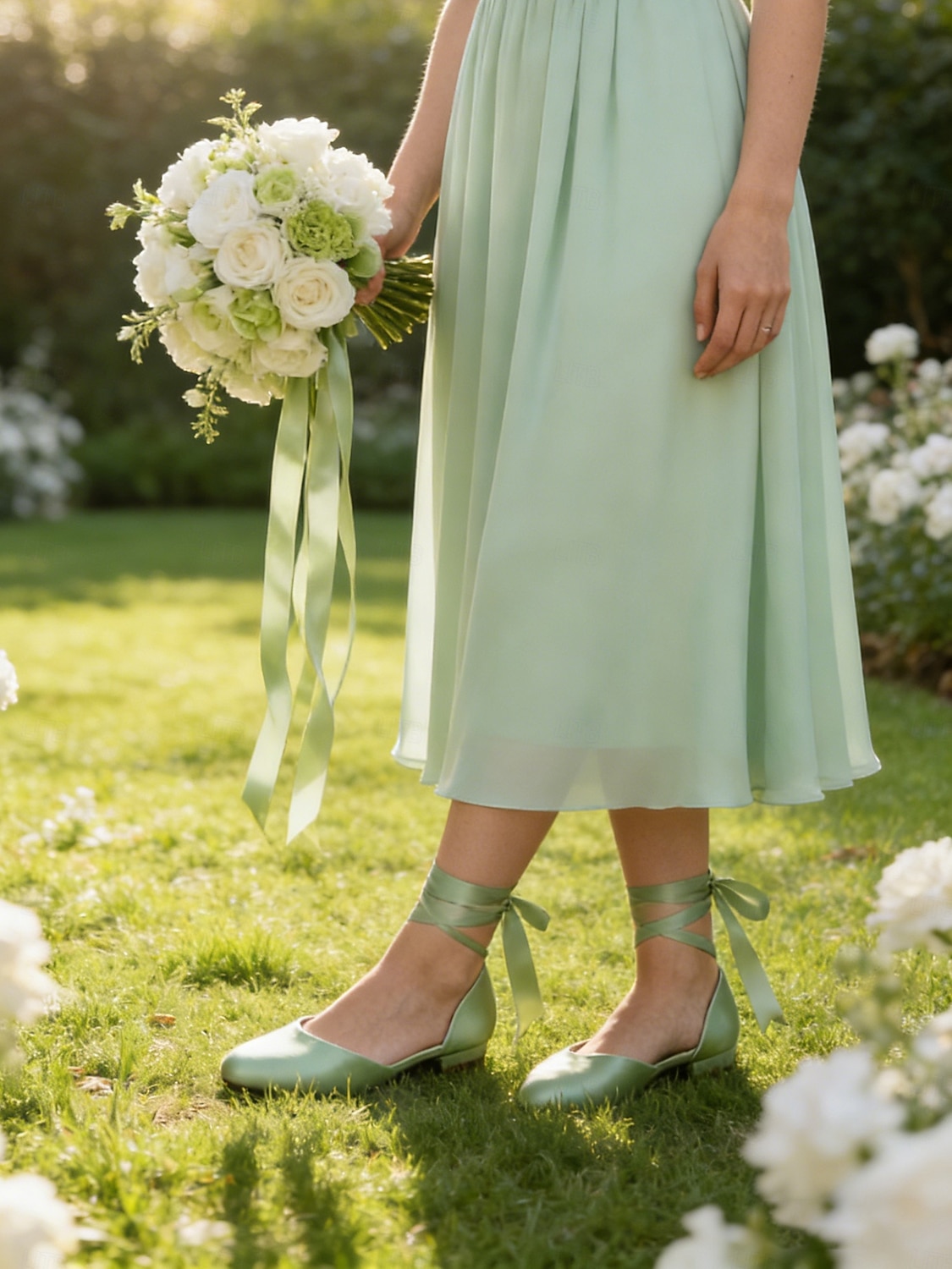 Sapatilhas femininas multicoloridas de cetim com amarração no tornozelo, elegantes sapatos de bico fino para damas de honra em casamentos ao ar livre no gramado. de 2026 por $59.99 –P3