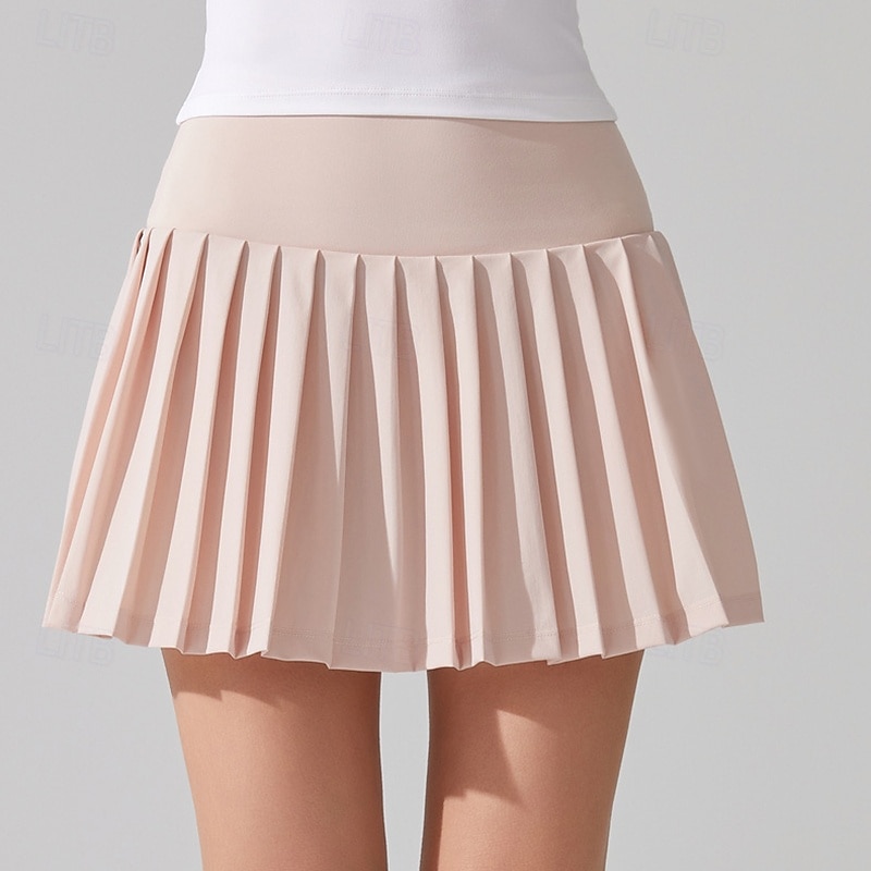Γυναικεία Μονόχρωμο Casual φούστα Σκορτ τένις Φούστες τένις με σορτς Τσέπη Γρήγορο Στέγνωμα Αναπνέει Τρέξιμο Καταλληλότητα Γιόγκα Φούστες Ελλειψη Βιολετί Λευκό Κίτρινο Ρούχα τένις 2026 - $31.99 –P9