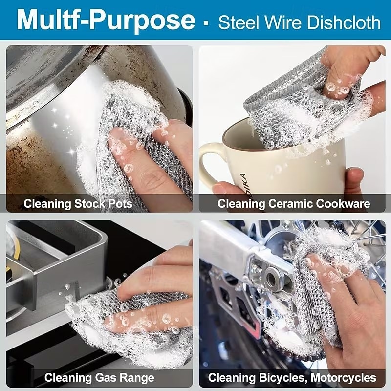 Lot de 24 torchons en fil d'acier multi-usages anti-rayures - chiffons à récurer réutilisables, à séchage rapide et sans odeur pour la vaisselle, le nettoyage des ustensiles de cuisine, des éviers et de 2026 ? $16.99 –P7