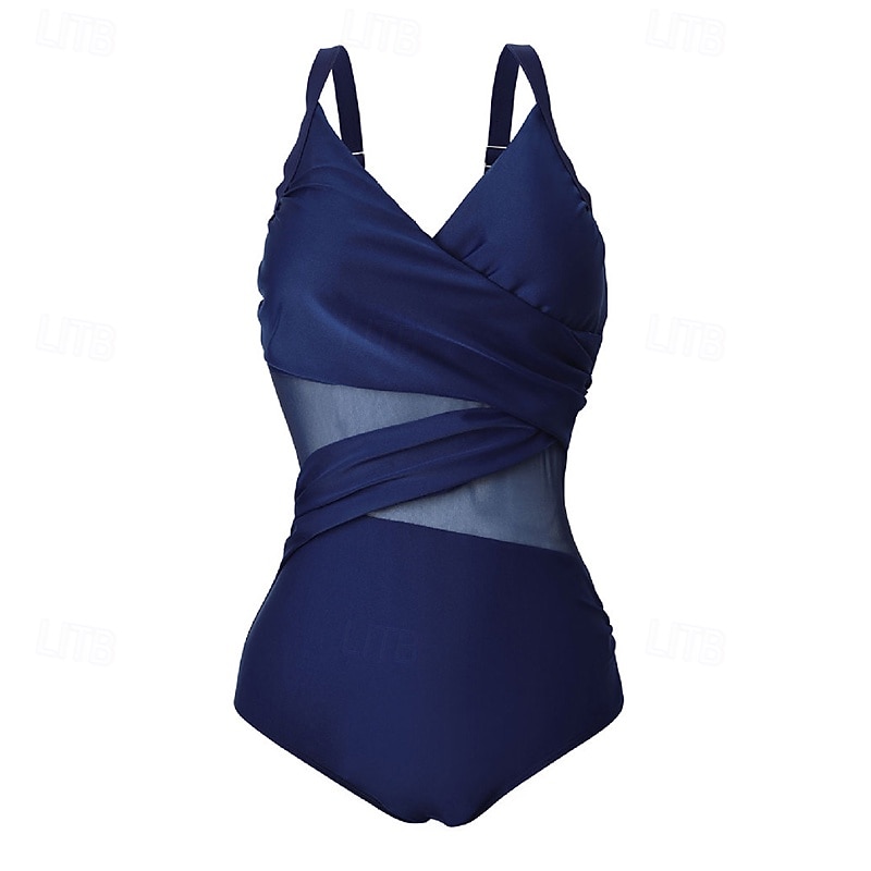 Women's Bathing Suit Swimsuits One Pieces Solid Colored Mesh UV Protection Elastic Sleeveless Swimwear Swimsuit Surfing Diving Swimming Summer 2026 - $26.99 –P2