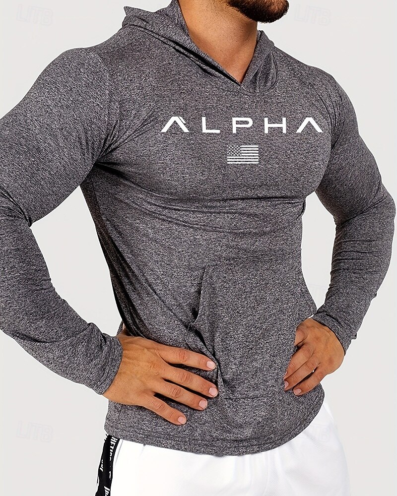Voor heren Brief Hardloopshirt Compressieshirt Lente Herfst Lange mouw Sneldrogend Compressie Vochtregelerend Sportschooltraining Actieve training Oefening Zwart Grijs Sportkleding Sportkleding 2026 - $28.99 –P2