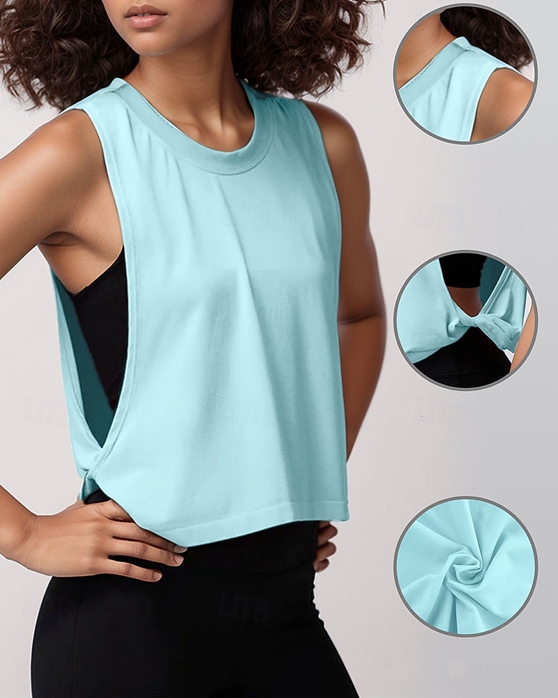 Γυναικεία Μονόχρωμο Κορυφή γραμμής Γιλέκα τρεξίματος Φόρμα Καλοκαίρι Άνοιξη Κουρελού Αμάνικο Αναπνέει Γυμναστήριο Τρέξιμο Γιόγκα Μαύρο Ιβουάρ Ανθισμένο Ροζ ΑΘΛΗΤΙΚΑ ΡΟΥΧΑ Ρούχα Γυμναστικής 2026 - $12.99 –P1