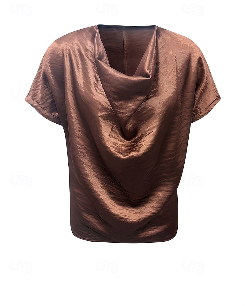 Per donna Elegant Top in raso Blusa Top Eleganti Arricciato Patchwork Drappeggiato Semplice Elegante Vintage Signore Senza Maniche Scollo a V Top Regolari Quotidiano Lavoro Ferie Marrone Estate del 2026 a $26.99 –P3