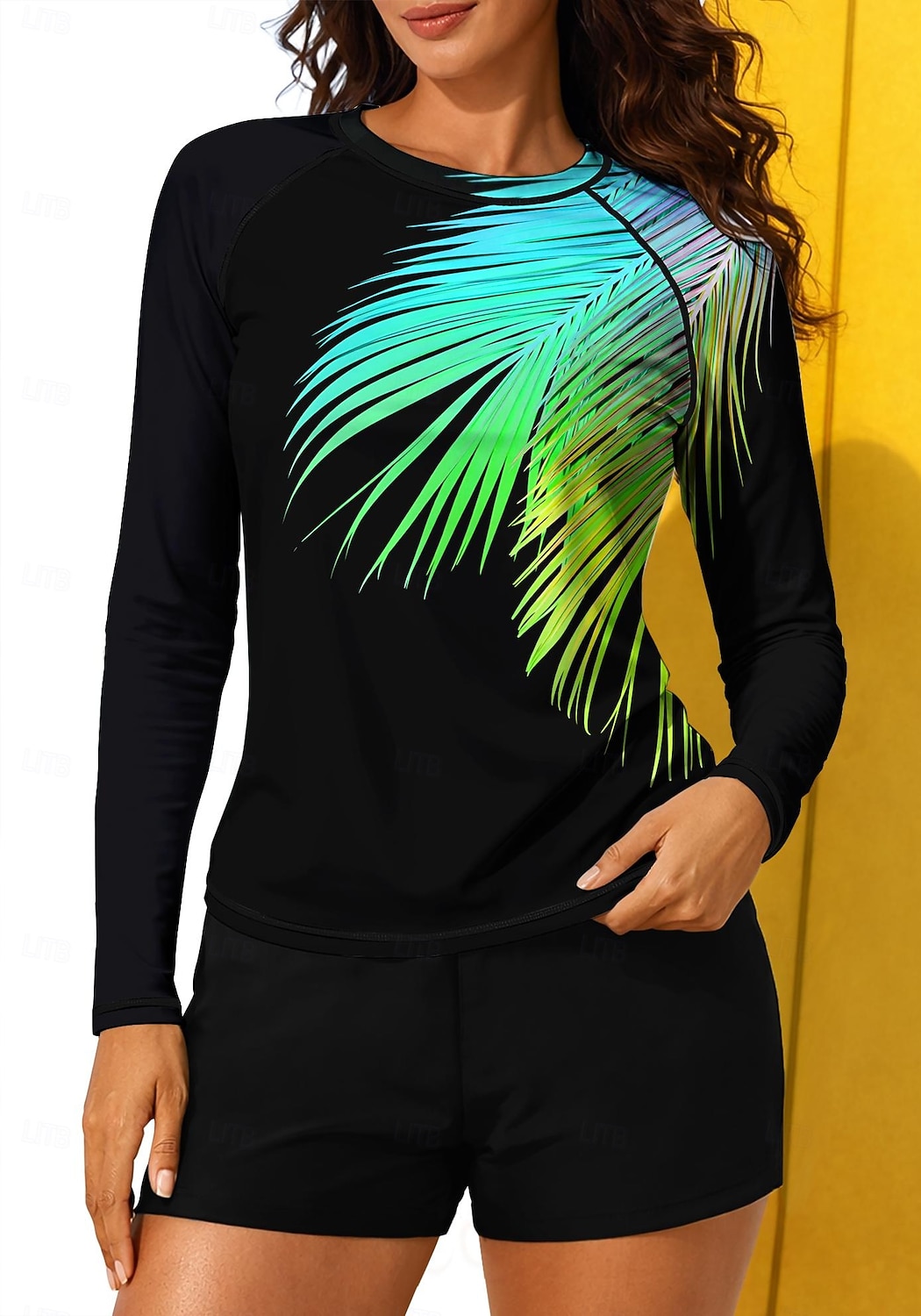 Mulheres Normal Maiô Rashguard Anti Atrito Maiô com estampa floral Floral Tropical Bloqueio de cores 2 Peças Bojo Removível Boyleg Proteção Solar UV UPF50+ Proteção UV Manga Longa Roupa de Banho Anti de 2026 por $31.99 –P7