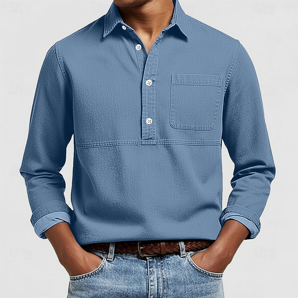 Hombre Camisa de manga corta Camisa Oxford Rosa Azul Marino Azul Oscuro Gris Azul claro Manga Larga A Rayas Cuello Americano Escuela Boda Bolsillo Ropa Neutral Moda Diario Casual 2026 - $22.99 –P6