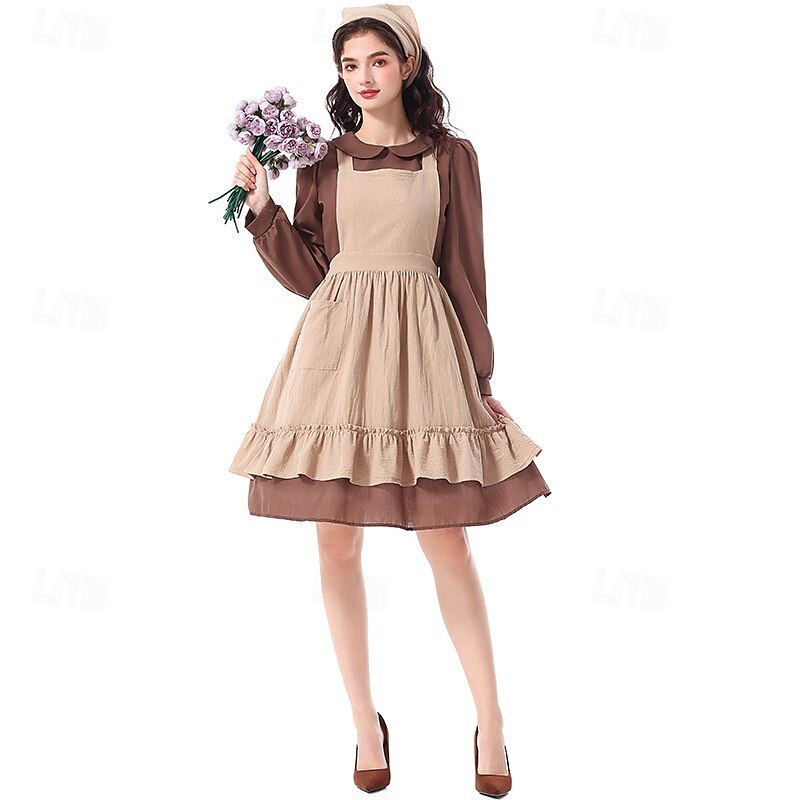 250º Aniversario de EE. UU. Siglo 19 década de 1800 Vestido de la pradera Conjunto de gorro y delantal Larga Chica pionera Colonial Pionero Guerra Revolucionaria Disfraz Mujer Víspera de Todos los 2026 - $46.99 –P2
