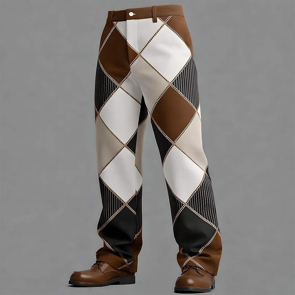 Homme Bloc de Couleur Patchwork Argyle Pantalons Dress Pants works Pantalons de Costume Taille Moyenne Occasionnel Extérieur Tenue Quotidienne Pantalon habillé coupe décontractée à devant plat avec de 2026 ? $20.99 –P1