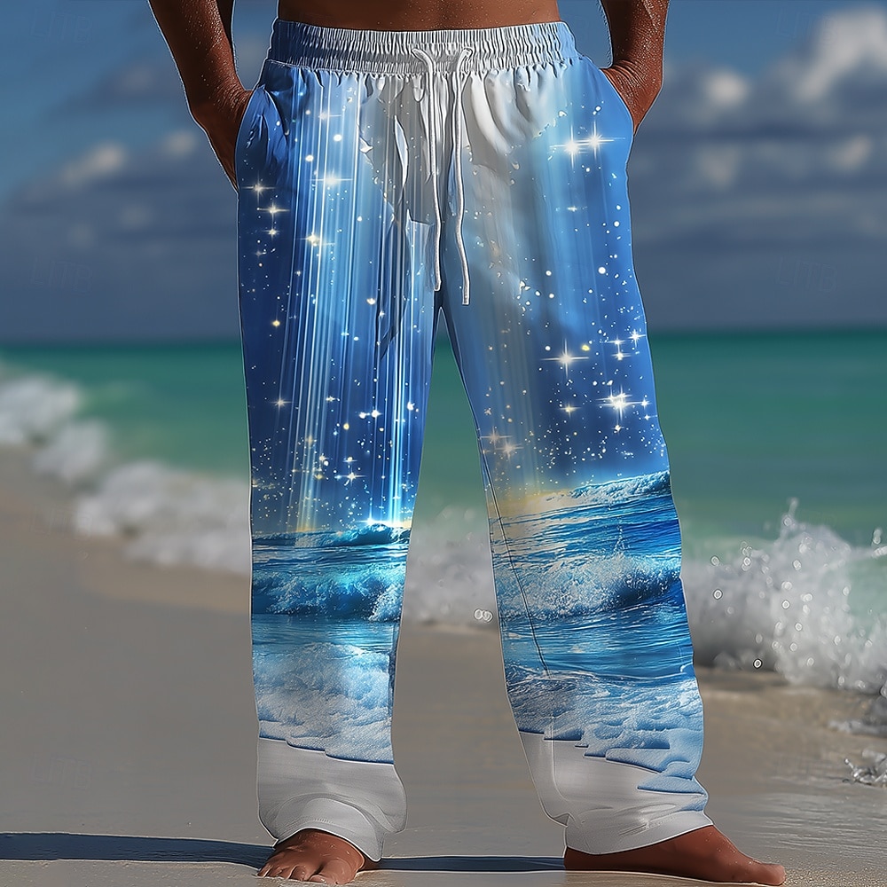Bărbați Ocean Peisaj Mare Pantaloni Pantaloni largi Pantaloni casual Talie medie Hawaiană În aer liber Vacanță Costum de plajă Talie elastică cu șnur Pantaloni din material textil cu buzunare Var 2026 - $27.99 –P2