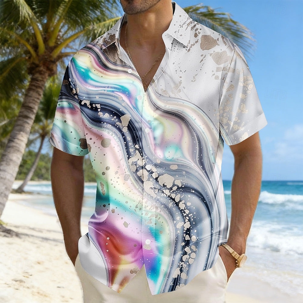 Per uomo Geometrico Marmo Arte liquida astratta Camicia Camicia in raso Camicia elegante Manica Corta Moda Casual Quotidiano Vacanza Estate Primavera Collo ripiegato Stampa 3D Camicie con bottoni del 2026 a $25.99 –P2